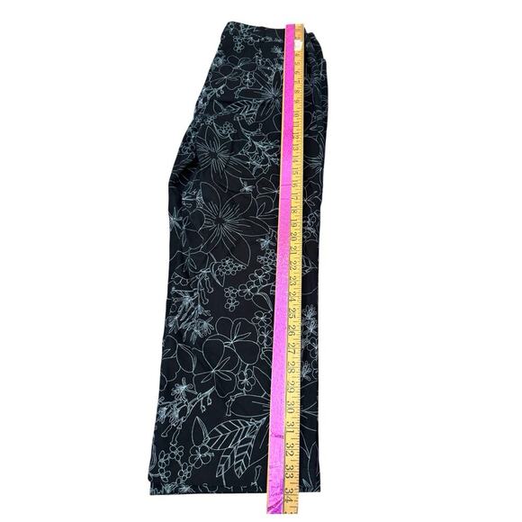 Evan-Picone Black Floral Wide Leg Cropped Pants Women’s Casual Summer Style - Picture 5 of 8